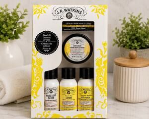 J.R. Watkins Lemon Cream Ultimate Travel Kit Gift Set Hand Lotion Soap